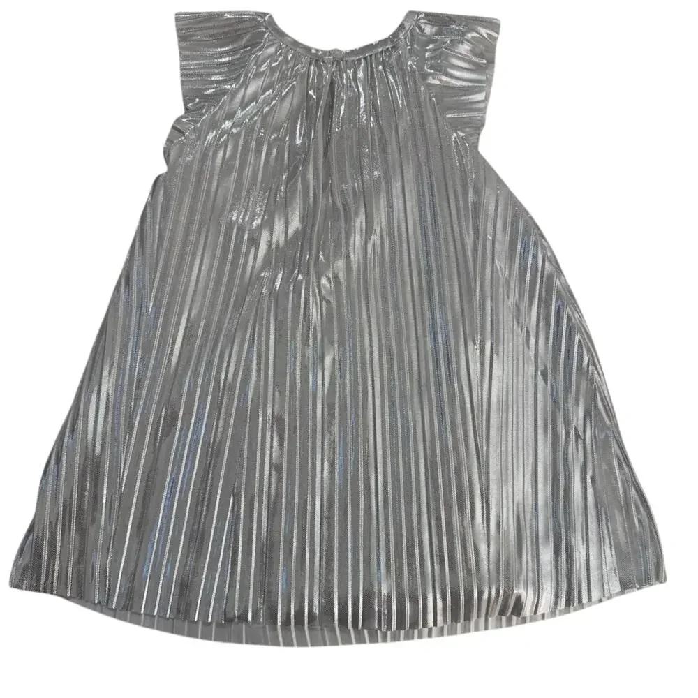 Copied - OshKosh B'gosh Toddler Girl 2T Silver Metallic Foil Pleated Dress NWT